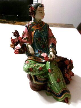 Vintage Chinese WUCAI Yang Guifei Lady 9" Princess Girl Statue Figurine
